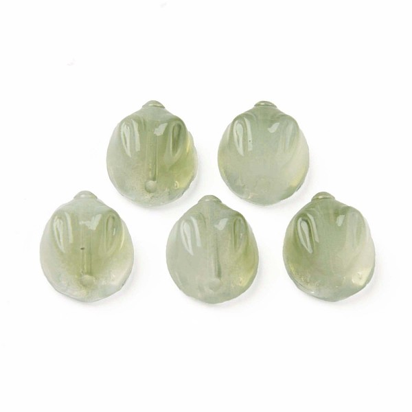 

PandaHall Two Tone Transparent Spray Painted Glass Beads, Rabbit, Olive Drab, 14x12x8mm, Hole: 1.4mm Glass Rabbit