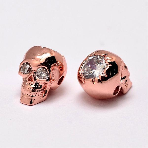 

PandaHall Brass Beads, Micro Pave Grade AAA Cubic Zirconia, Skull, Cadmium Free & Nickel Free & Lead Free, Real Rose Gold Plated...