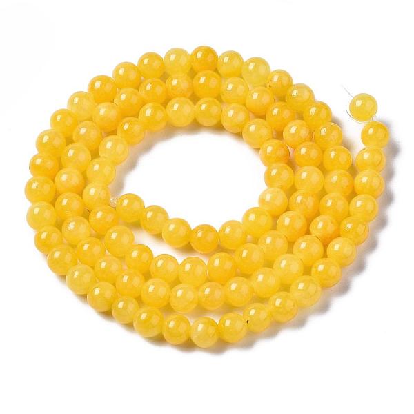 

PandaHall Natural Dyed Yellow Jade Gemstone Bead Strands, Round, Gold, 4mm, Hole: 0.5mm, about 95pcs/strand, 15.7 inch Yellow Jade Round...