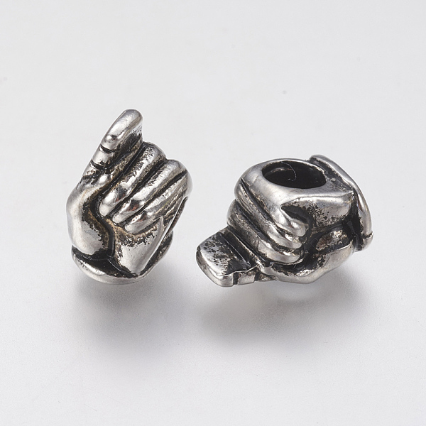 

PandaHall Ion Plating(IP) 304 Stainless Steel European Beads, Large Hole Beads, Hand, Antique Silver, 14x8x9mm, Hole: 4.5mm 304 Stainless...
