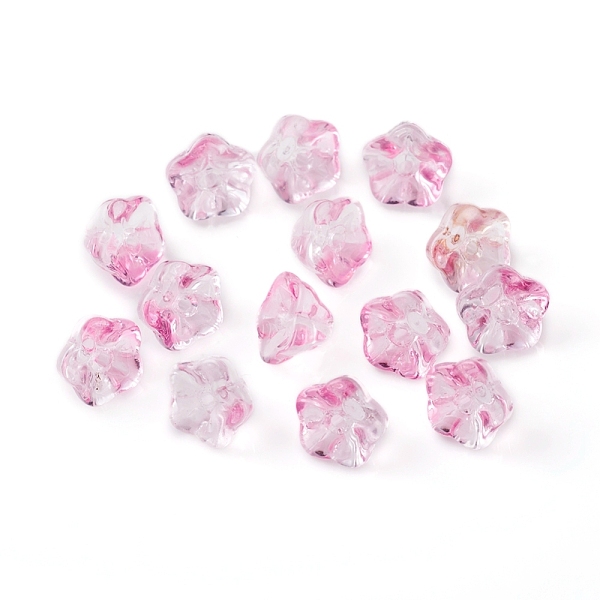 

PandaHall Electroplate Glass Beads, Trumpet Flower, Pink, 8.5x8x5.5mm, Hole: 1mm Glass Flower Pink