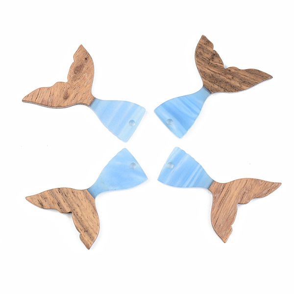 

PandaHall Opaque Resin & Walnut Wood Pendants, Mermaid Fishtail Shape, Cornflower Blue, 39x28x3mm, Hole: 2mm Resin+Wood Fish Blue