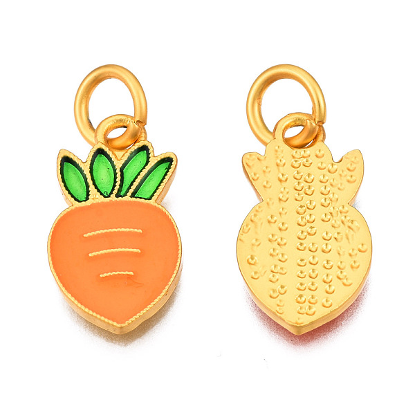 

PandaHall Alloy Enamel Charms, with Jump Rings, Matte Gold Color, Cadmium Free & Lead Free, Carrot, Dark Orange, 11x9x1.5mm, Jump Ring...