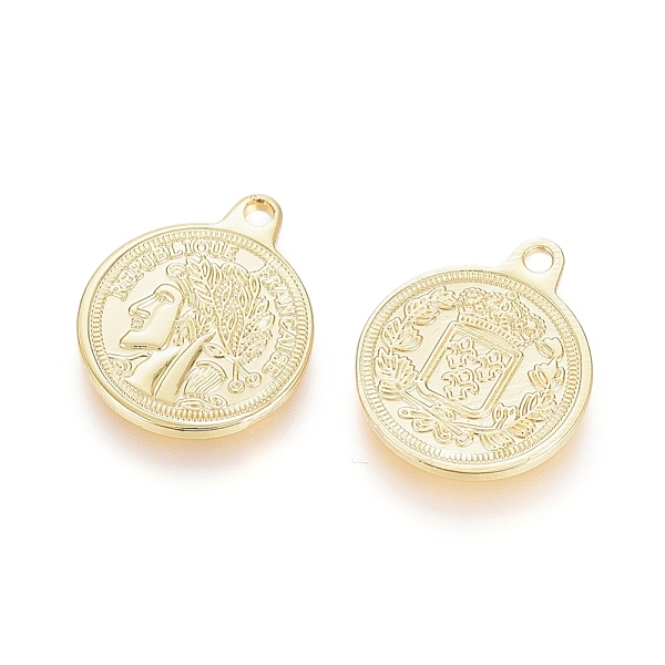 

PandaHall Brass Charms, Long-Lasting Plated, Flat Round with Human, Real 18K Gold Plated, 14.5x12x1mm, Hole: 1.4mm Brass Flat Round