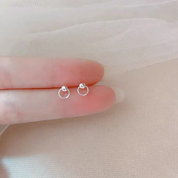 

PandaHall Alloy Earrings for Women, with 925 Sterling Silver Pin, Ring, 10mm Alloy Ring