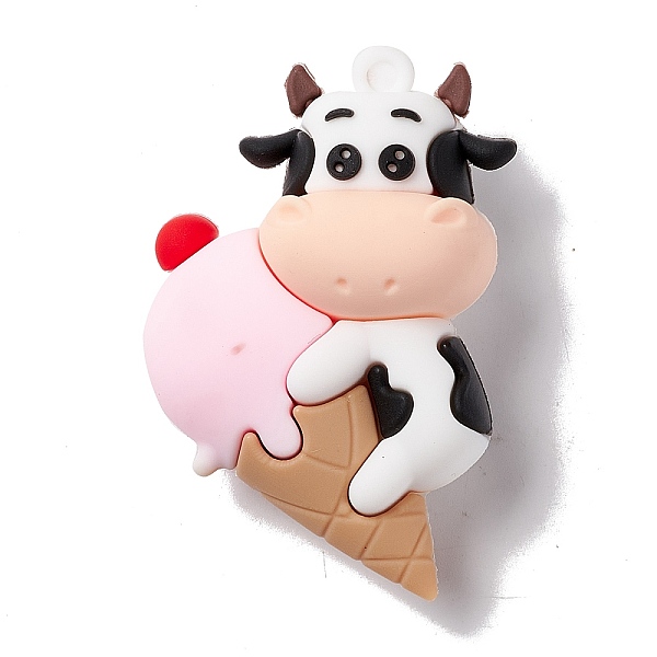 

PandaHall PVC Plastic Cartoon Big Pendants, Cow with Ice Cream, White, 52x35x20.5mm, Hole: 3mm PVC Others White