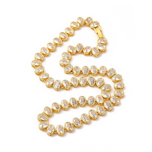 

PandaHall Clear Cubic Zirconia Oval Link Chain Necklace, Rack Plating Brass Jewelry for Women, Cadmium Free & Lead Free, Golden, 15.20 inch...