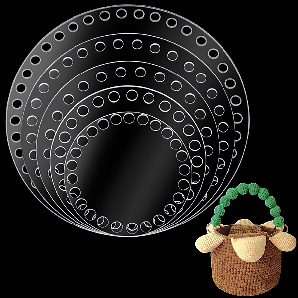 

PandaHall 5 Size Acrylic Weaving Boards, Flat Round Crochet Basket Bases Transparent Basket Bases Crochet Bag Bottoms for DIY Baskets Bags..., Clear