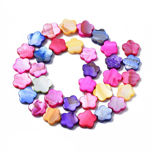 

PandaHall Natural Freshwater Shell Beads Strands, Dyed, Flower, Colorful, 12~13x12~13x3mm, Hole: 0.8mm, about 33~34pcs/strand, 15.75 inch..., Multicolor