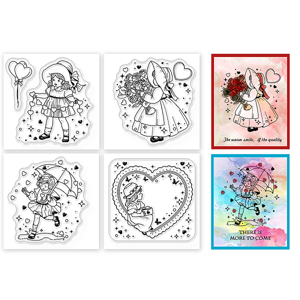 

PandaHall GLOBLELAND 4Pcs Mini Lovely Cute Human Clear Stamps for DIY Scrapbooking Mini Love Heart Silicone Stamp Seals Transparent Stamps...