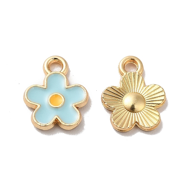 

PandaHall Alloy Enamel Charms, Golden, Flower Charms, Pale Turquoise, 12.5x10x1.5mm, Hole: 1.6mm Alloy+Enamel Flower