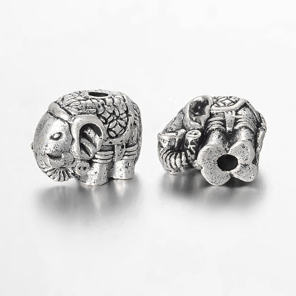

PandaHall Elephant Alloy Beads, Antique Silver, 9.5x11.5x7.5mm, Hole: 2mm Alloy Elephant