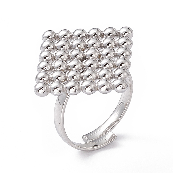 

PandaHall 304 Stainless Steel Rhombus Adjustable Ring for Women, Stainless Steel Color, Inner Diameter: 17~19mm 304 Stainless Steel