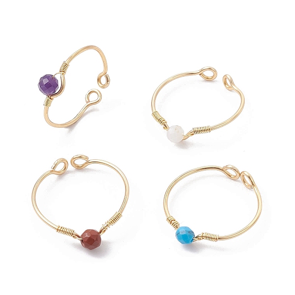 

PandaHall Copper Wire Wrapped Natural & Synthetic Gemstone Open Ring, Cuff Finger Ring for Women, Golden, 1~5mm, Inner Diameter: 18mm Mixed...