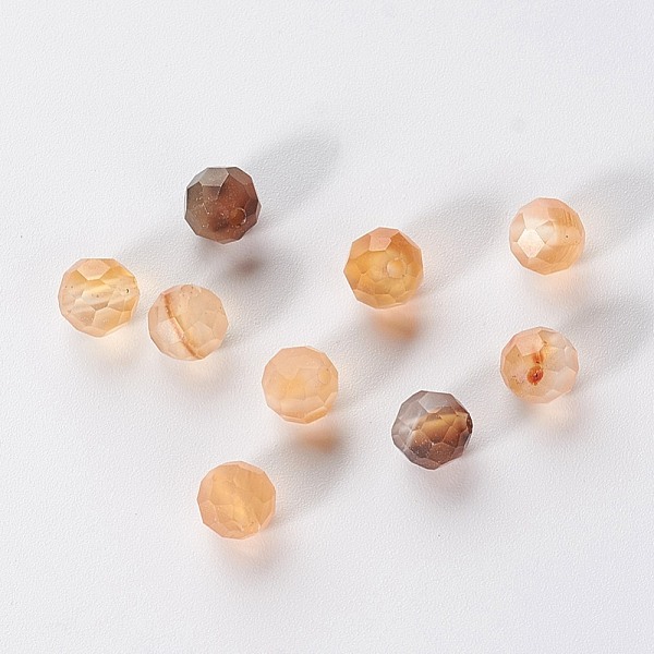 

PandaHall Natural Agate Beads, Dyed & Heated, Faceted, Round, Wheat, 5mm, Hole: 1mm Natural Agate Round Orange