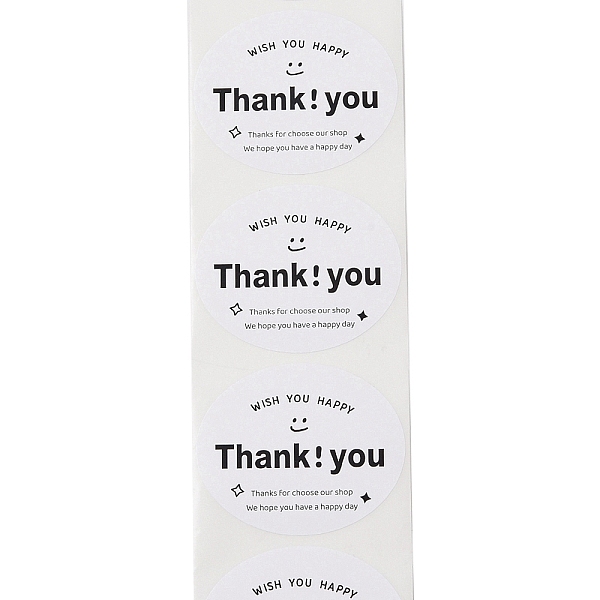 

PandaHall Self-Adhesive Paper Gift Tag Stickers with Word Thank You, for Party, Decorative Presents, White, 50x60mm 120pcs/roll Paper Letter...
