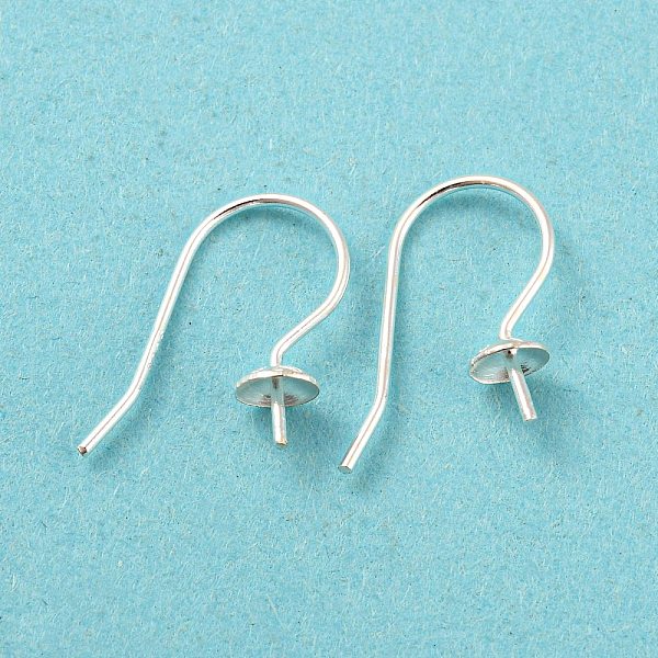 

PandaHall 925 Sterling Silver Hoop Earring Findings, for Half Drilled Baroque Pearl Beads, Silver, 16x4mm, Pin: 0.7mm Sterling Silver