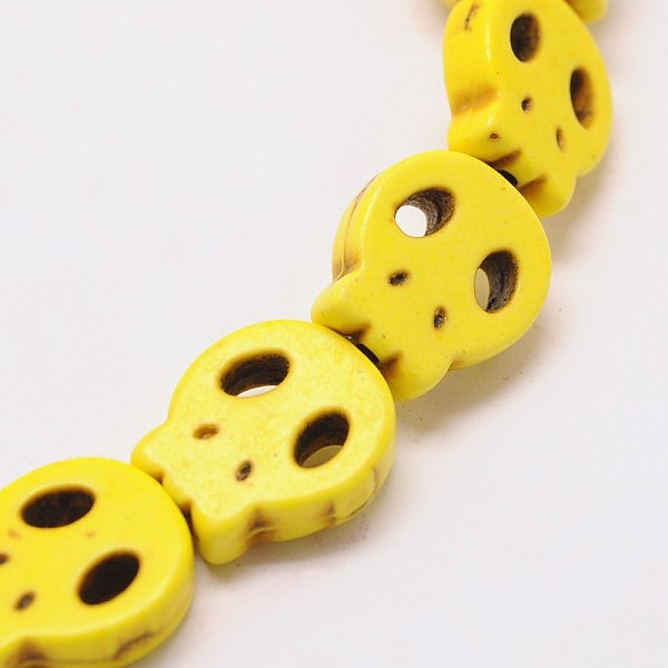 

PandaHall Skull Synthetic Turquoise Beads Strands, Dyed, Yellow, 15x13x4mm, Hole: 1mm, about 27pcs/strand, 15.7 inch Synthetic Turquoise...