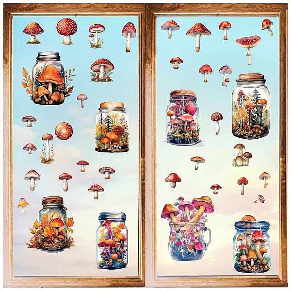 

PandaHall 8 Sheets 8 Styles PVC Waterproof Wall Stickers, Self-Adhesive Decals, for Window or Stairway Home Decoration, Rectangle, Mushroom...