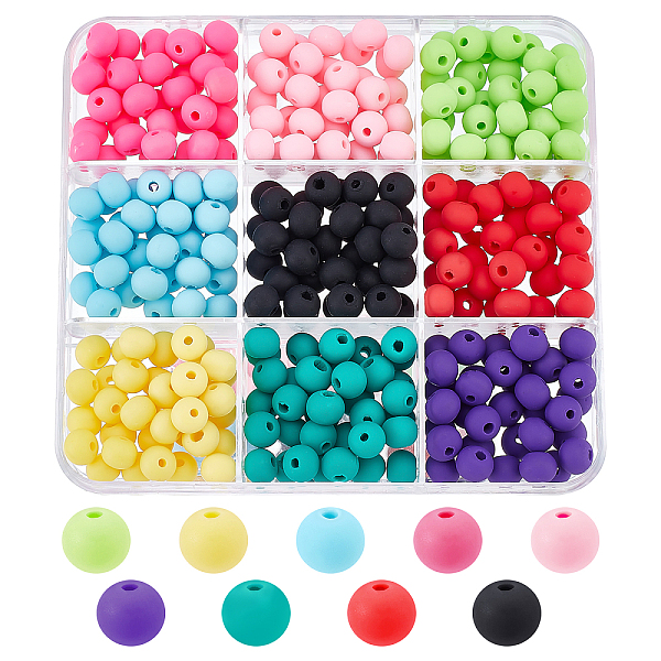 PandaHall SUPERFINDINGS 315Pcs 9 Colors Handmade Polymer Clay Beads Strands, for DIY Jewelry Crafts Supplies, Round, Mixed Color, 7x5.5mm...