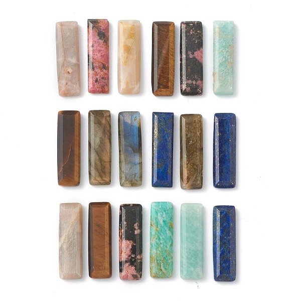 

PandaHall Natural Mixed Gemstone Cabochons, Rectangle, 26x8x3.5mm Mixed Stone Rectangle