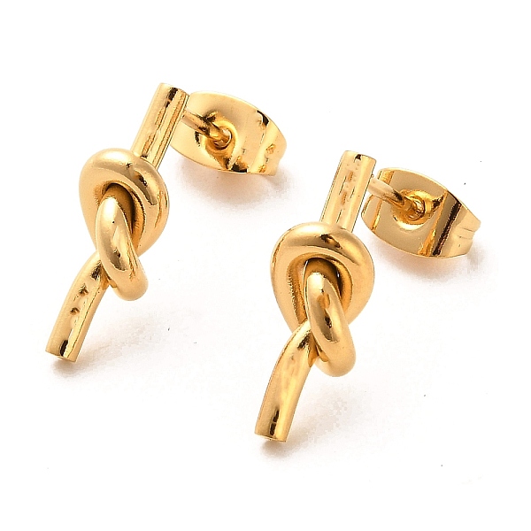 

PandaHall Ion Plating(IP) 304 Stainless Steel Stud Earrings, Knot, Golden, 16x5.5mm 304 Stainless Steel