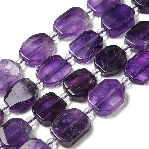 

PandaHall Natural Amethyst Beads Strands, with Seed Beads, Faceted Rectangle, 13~17x12~13x5~7mm, Hole: 1.2mm, about 20~22pcs/strand...