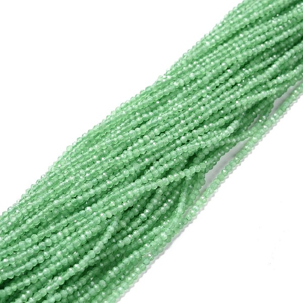 

PandaHall Cat Eye Beads Strands, Round, Faceted, Light Green, 2mm, Hole: 0.2mm, 14.17 inch(36cm), 174~184pcs/strand Glass Round