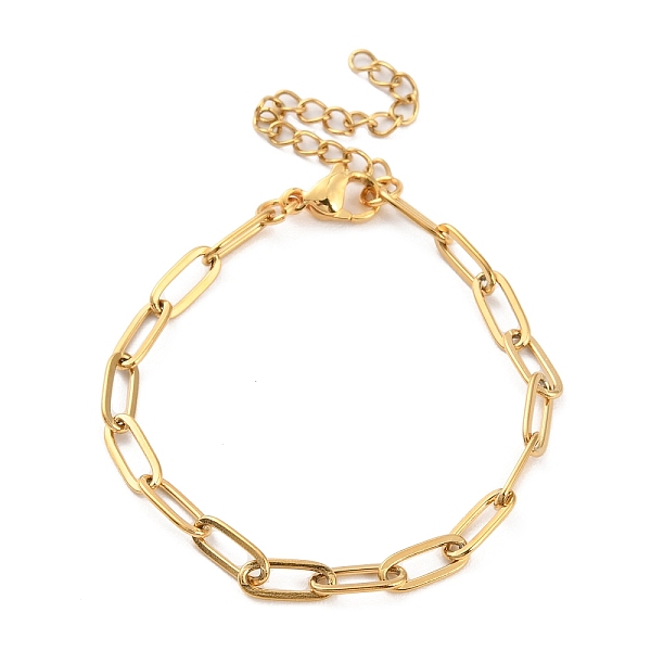 

PandaHall Ion Plating(IP) 304 Stainless Steel Paperclip Chain Bracelets for Women, Golden, 6-1/8 inch(15.5cm) 304 Stainless Steel