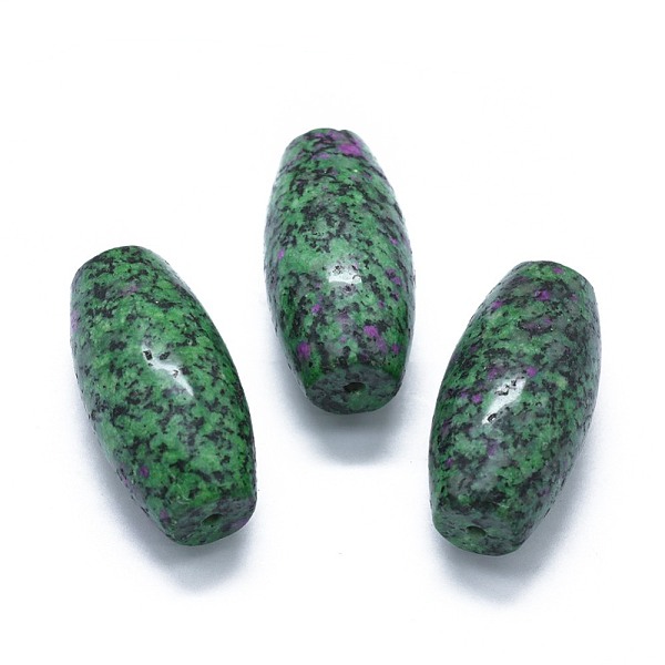 PandaHall Natural Ruby in Zoisite Two Half Drilled Holes Beads, Dyed, Oval, 49.5~50x25mm, Hole: 2mm Ruby in Zoisite Oval