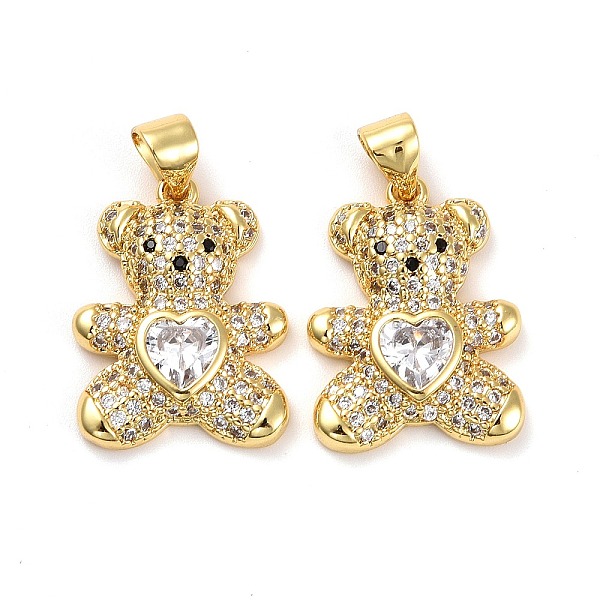 

PandaHall Brass Micro Pave Cubic Zirconia Pendants, Real 18K Gold Plated, Lead Free & Cadmium Free, Bear with Heart, White, 19.5x14.5x4mm...