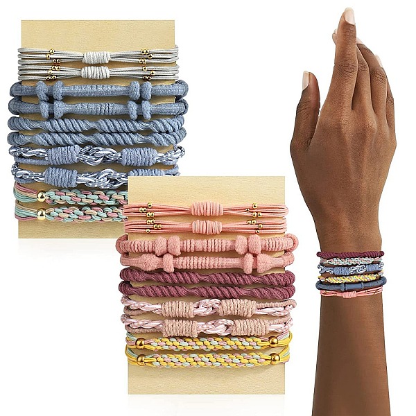 

PandaHall Bohemian Style Cloth Elastic Hair Ties, for Girls or Women, Light Steel Blue, Inner Diameter: 50~70mm, 10 styles, 2pcs/style...