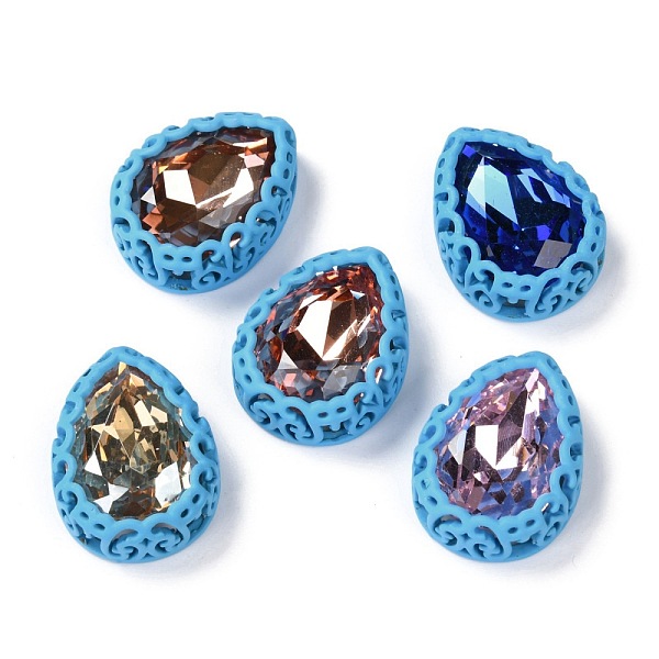 

PandaHall Sew on Rhinestone, Glass Rhinestone, with Brass Findings, Garments Accessories, Teardrop, Mixed Color, Deep Sky Blue, 21x16x7.5mm..., Multicolor