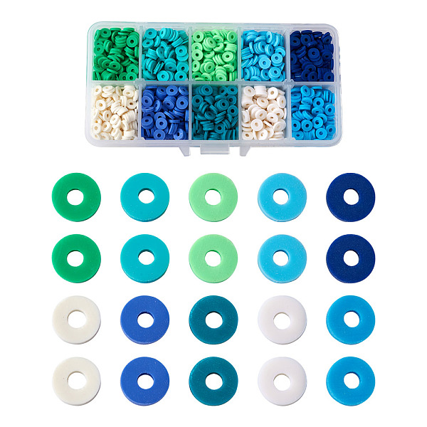 

PandaHall Handmade Polymer Clay Beads, Heishi Beads, for DIY Jewelry Crafts Supplies, Disc/Flat Round, Mixed Color, 6x1mm, Hole: 2mm, 10..., Multicolor