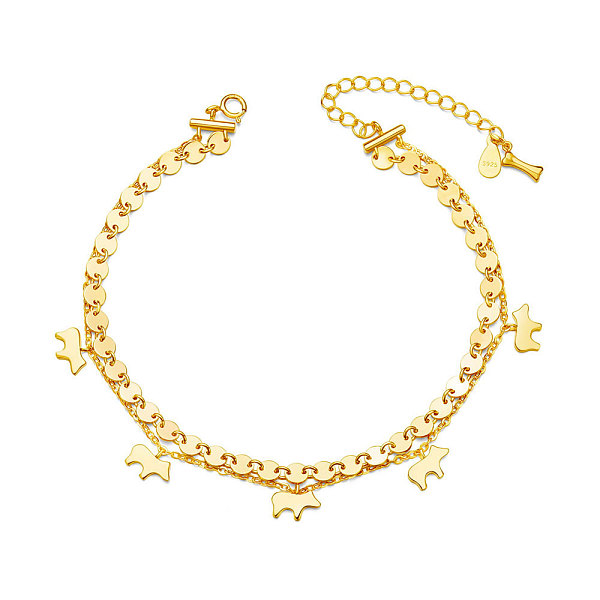 

PandaHall SHEGRACE 925 Sterling Silver Multi-strand Puppy Charm Anklet, with S925 Stamp, Dog Silhouette, Golden, 10-1/4 inch(260mm), 4mm...