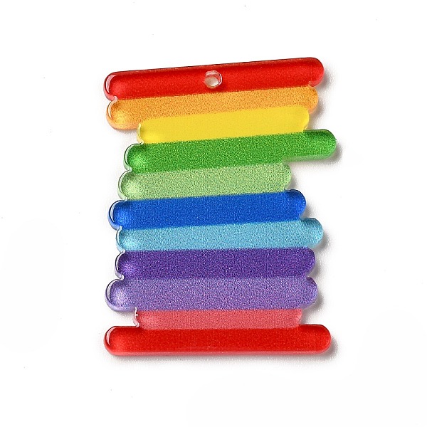 

PandaHall Rainbow Color Printed Acrylic Pendants, Rectangle Pattern, 35.5x27x2mm, Hole: 1.6mm Acrylic Rectangle