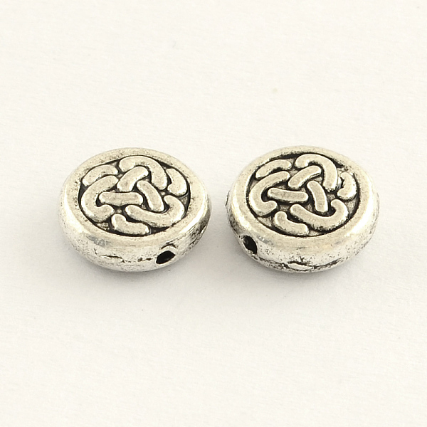 

PandaHall Tibetan Style Zinc Alloy Flat Round Beads, Antique Silver, 10x4mm, Hole: 1mm, about 752pcs/1000g Alloy Flat Round