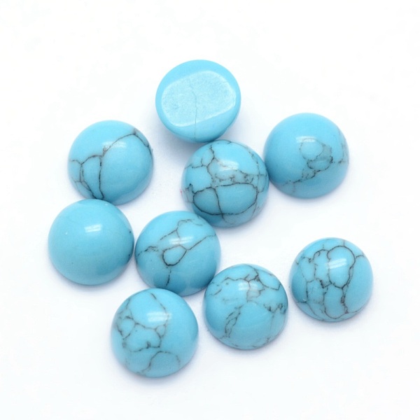

PandaHall Synthetic Turquoise Cabochons, Half Round, 6x3~3.5mm Synthetic Turquoise Half Round