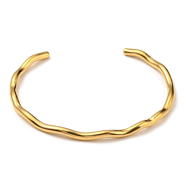 

PandaHall Ion Plating(IP) 304 Stainless Steel Cuff Bangles, Real 18K Gold Plated, Inner Diameter: 2x2-1/4 inch(5x5.8cm) 304 Stainless Steel