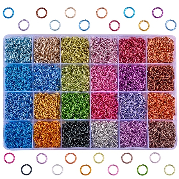 

PandaHall 4800Pcs 24 Colors Aluminum Wire Open Jump Rings, Mixed Color, 18 Gauge, 8x1mm, 200pcs/colors Aluminum Ring Multicolor