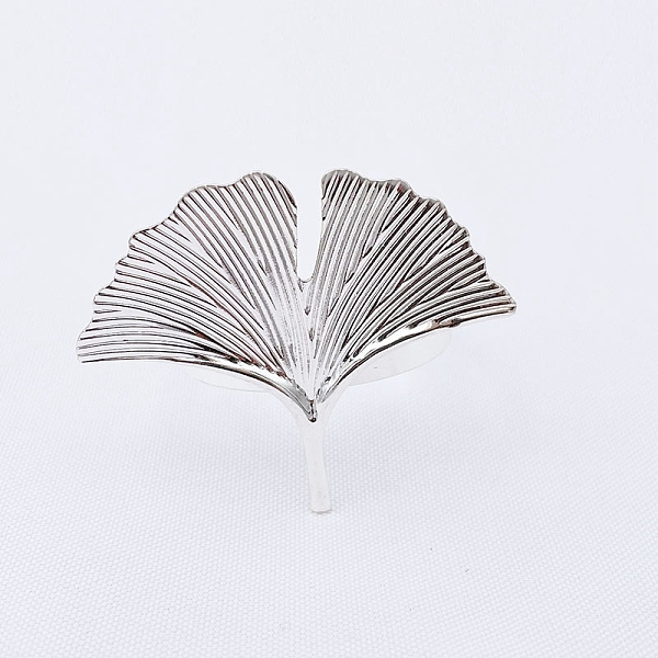

PandaHall Alloy Napkin Rings, Napkin Holder Adornment, Restaurant Daily Accessiroes, Ginkgo Leaf, Platinum, 58x48mm Alloy Leaf