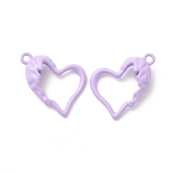 

PandaHall Spray Painted Alloy Pendants, Hollow Heart Charm, Lilac, 21x15.5x0.6mm, Hole: 1.6mm Alloy Heart Purple