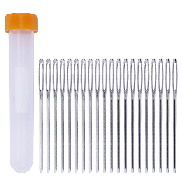 

PandaHall Iron Yarn Needles, Big Eye Blunt Needles, for Cross-Stitch, Knitting, Ribbon Embroidery, with Plastic Storage Bottle, Platinum..., Orange