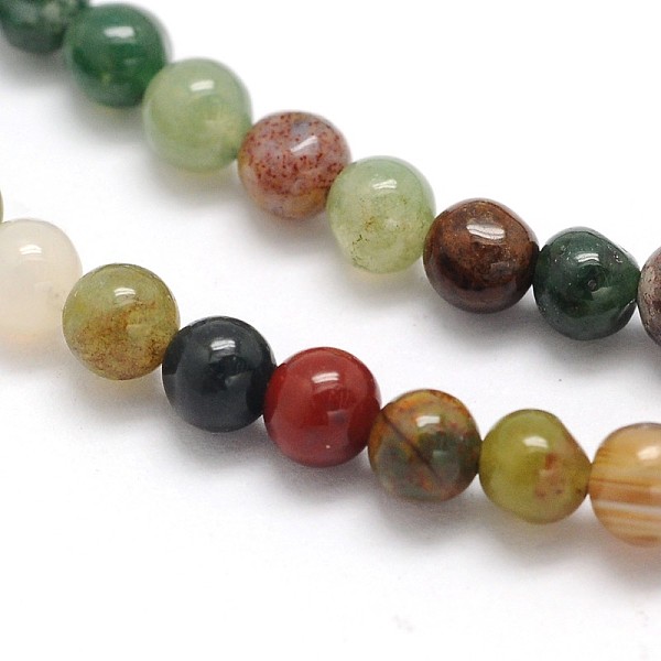 

PandaHall Natural Indian Agate Round Beads Strands, 3mm, Hole: 0.6~0.8mm, about 126pcs/strand, 15.5 inch Indian Agate Round