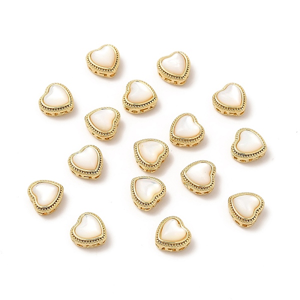 

PandaHall Natural Pearl Heart Beads, with Brass Findings, Real 14K Gold Plated, 7x7x5mm, Hole: 1.2mm Pearl Heart