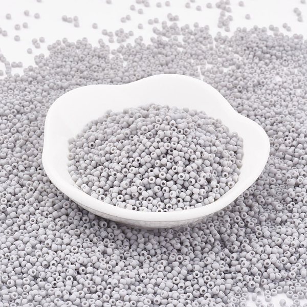 PandaHall TOHO Japanese Seed Beads, Round, 11/0 Matte Opaque, Light Grey, 2x1.5mm, Hole: 0.5mm, about 933pcs/10g Glass Round Gray