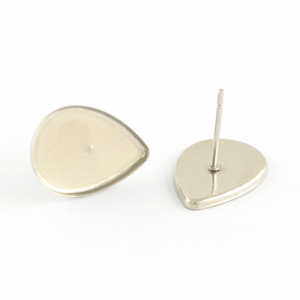 

PandaHall Earring Cabochon Settings 304 Stainless Steel Ear Studs Blank Settings, Stainless Steel Color, Teardrop Tray: 11x15mm, 15x11x1mm...