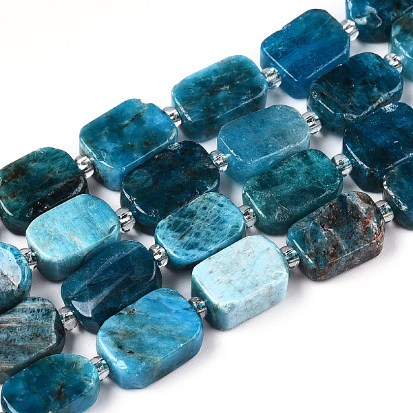 

PandaHall Natural Apatite Beads Strands, with Seed Beads, Rectangle, 9~12.5x7.5~9x4~5mm, Hole: 0.9mm, seed beads: 3x3x2, hole: 0.8mm, about...