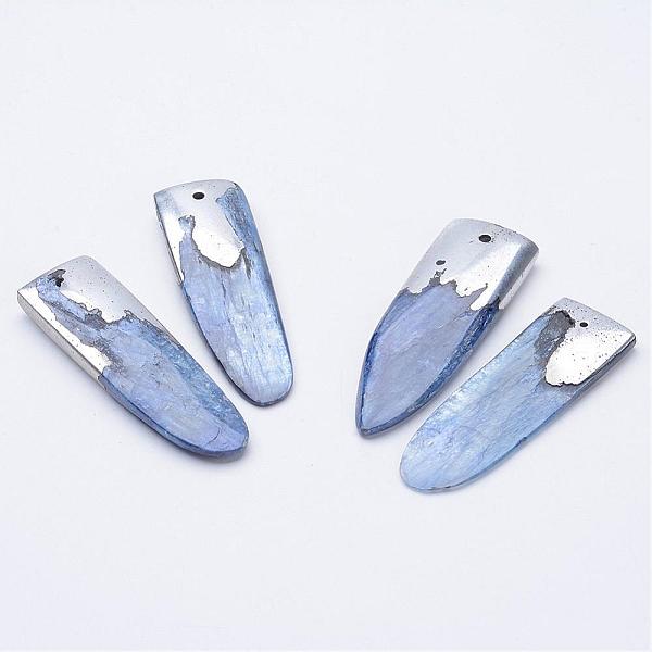 

PandaHall Natural Kyanite/Cyanite/Disthene Big Pendants, with Brass, Platinum, 30~60x10~18x2~5mm, Hole: 1~2mm, 2pcs/box Quartz Others