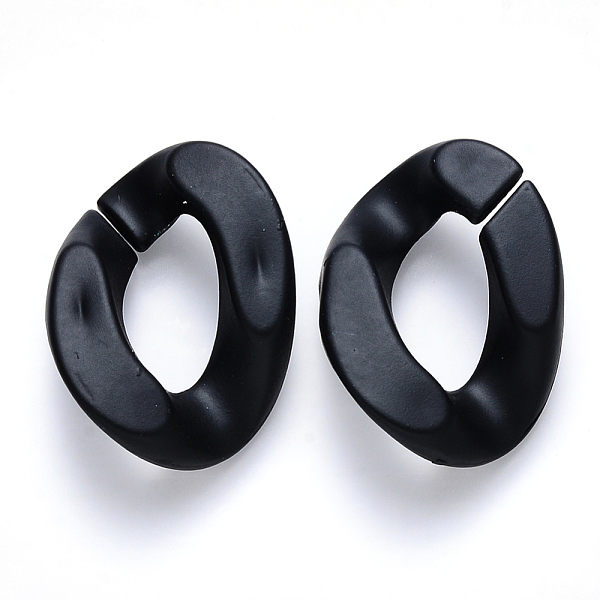 

PandaHall Opaque Spray Painted Acrylic Linking Rings, Quick Link Connectors, for Curb Chains Making, Twist, Black, 30x21x6mm, Inner Diameter...